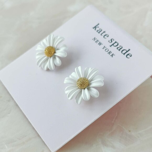 Kate Spade • Into The Bloom Gold White Stud Earrings - Picture 2 of 3
